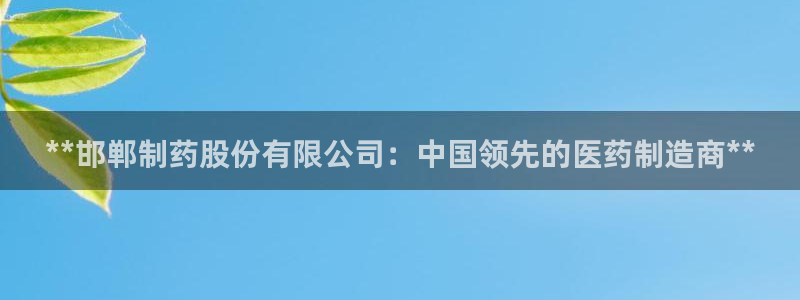 九游会老哥必备的交流社区：**邯郸制药股份有限公司：中国领先的医药制造商**