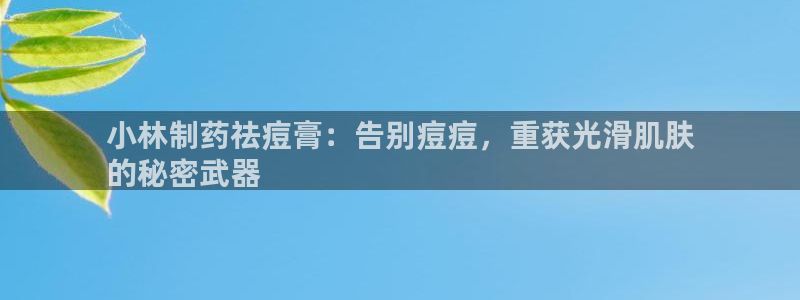 九游会老哥：小林制药祛痘膏：告别痘痘，重获光滑肌肤
的秘密武器