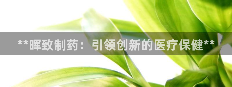 九游会老哥必备的交流社区九：**晖致制药：引领创新的医疗保健**